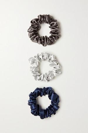 Slip - Set Of Three Large Silk Hair Ties - Blue - recommended by Ida Kojo