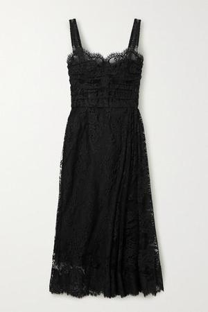 Dolce & Gabbana - Cotton-blend Chantilly Lace Midi Dress - Black - recommended by Miss Lopez