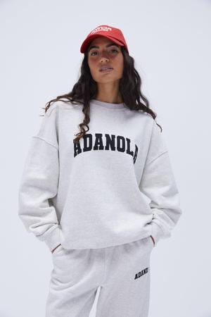 Varsity Oversized Sweatshirt - Light Grey Melange/Black - XS - recommended by Em Sheldon