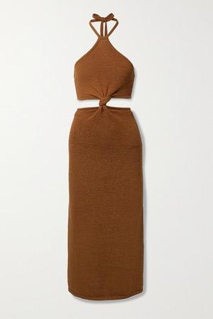 Cult Gaia - Cameron Twist-front Cutout Cotton-blend Halterneck Midi Dress - Brown - recommended by Erica Kvam