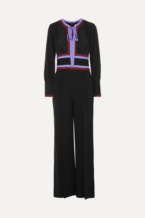 Diane von Furstenberg - Elkie Striped Silk-crepe Jumpsuit - Black - recommended by Miss Lopez