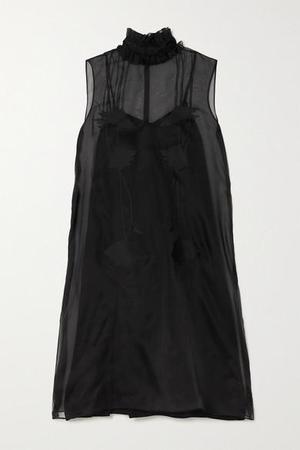 Prada - Appliquéd Silk-organza Midi Dress - Black - recommended by Miss Lopez