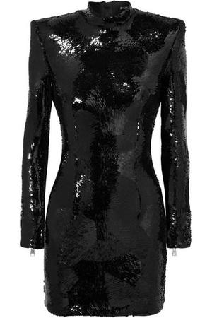 Balmain - Sequined Crepe Mini Dress - Black - recommended by Miss Lopez