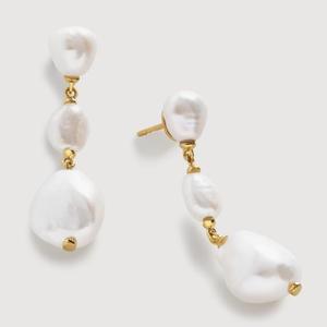 Nura Triple Drop Irregular Pearl Earrings - recommended by Jcurlstyle