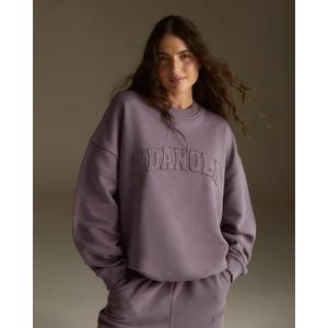 Distressed Varsity Oversized Sweatshirt - Mauve Purple - XS - recommended by Emily Canham