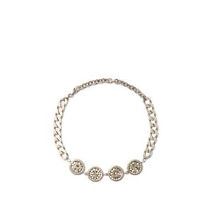 Alessandra Rich - Logo-embossed Crystal Chain Necklace - Womens - Silver - recommended by Sofia Andersin