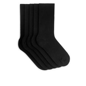 Cotton Rib Socks Set of 5 - Black - recommended by Sofia Andersin