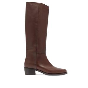 Legres - Knee-high Leather Riding Boots - Womens - Dark Brown - recommended by Sofia Andersin