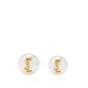 Saint Laurent - Mismatched Ysl Pearl Earrings - Womens - Pearl - recommended by Sofia Andersin