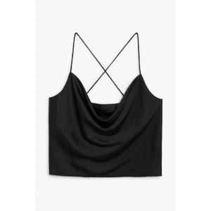 Cowl-neck satin top - Black - recommended by Sofia Andersin