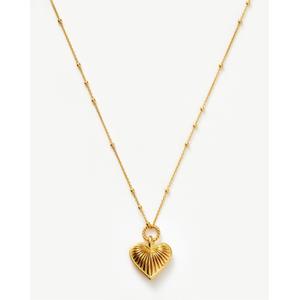 Ridge Heart Charm Pendant Necklace | 18ct Gold Plated - recommended by Tamara Kalinic