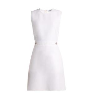 Msgm - Crystal Button Sleeveless Crepe Dress - Womens - White - recommended by Sofia Andersin