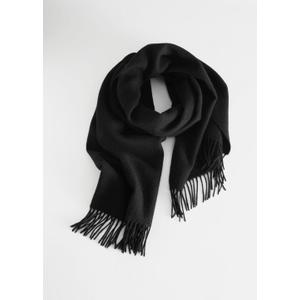 Wool Fringed Blanket Scarf - Black - recommended by Sofia Andersin