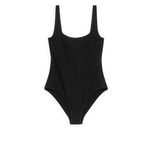 Crinkle Square Neck Swimsuit - Black - recommended by Sofia Andersin
