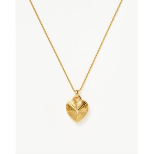 Engravable Heart Ridge Locket Pendant Necklace | 18ct Gold Plated Vermeil/Rainbow Moonstone - recommended by Lyn H. Loves
