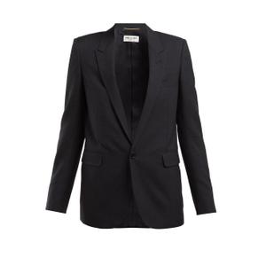 Saint Laurent - Single Breasted Wool Twill Blazer - Womens - Black - recommended by Sofia Andersin