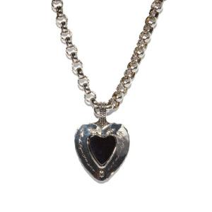 Alexander Mcqueen - Heart-pendant Antiqued-effect Necklace - Womens - Black Silver - recommended by Sofia Andersin